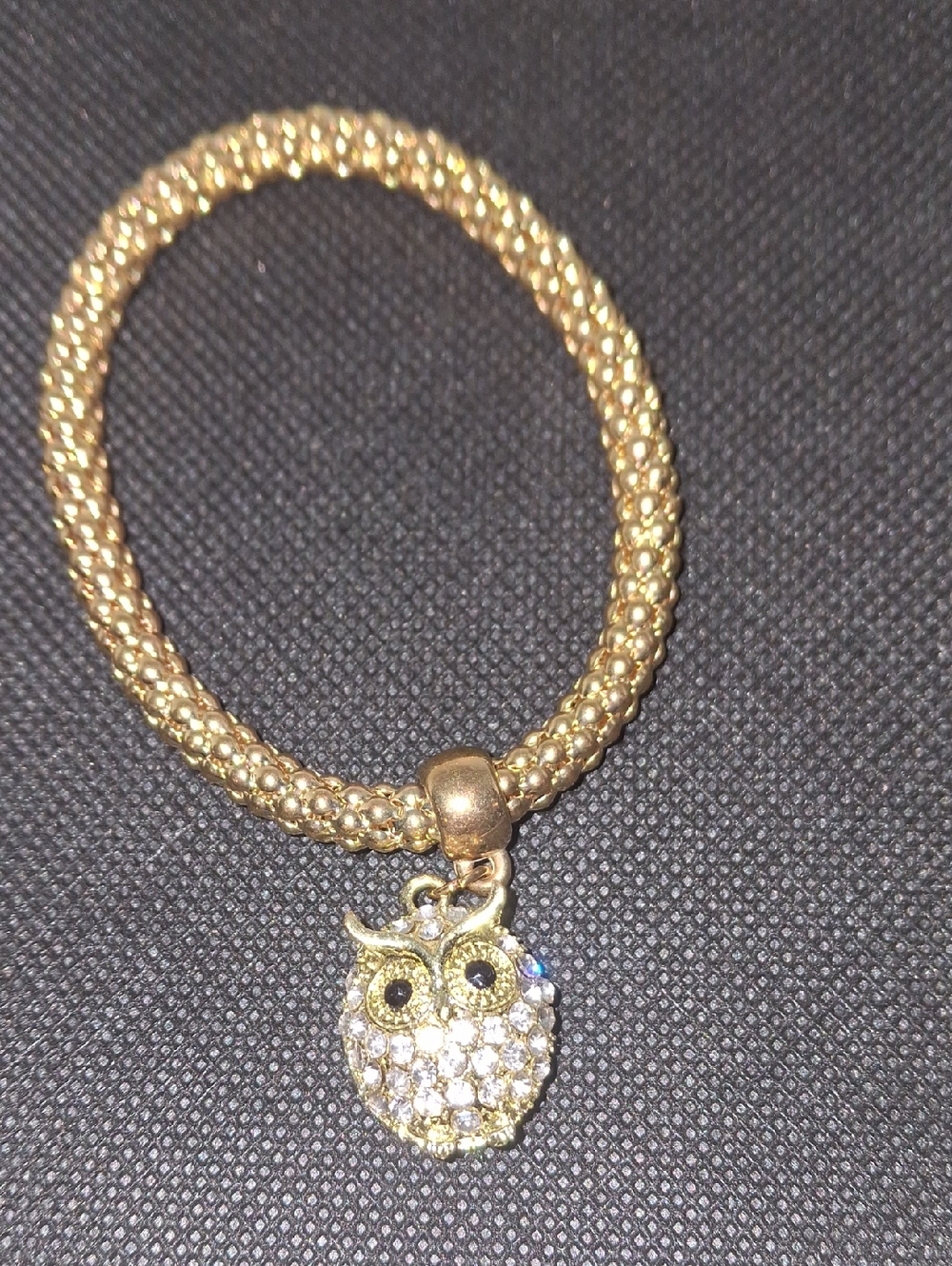 Gold Crystal Owl Charm Bracelet - Women Jewelry
